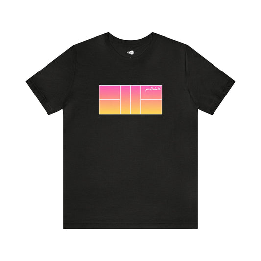 Pickleball Court - Pink/Yellow Sunrise Tee