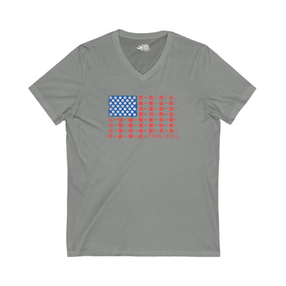 American Flag Pickleball V-Neck Tee