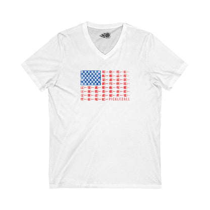 American Flag Pickleball - V-Neck Tee