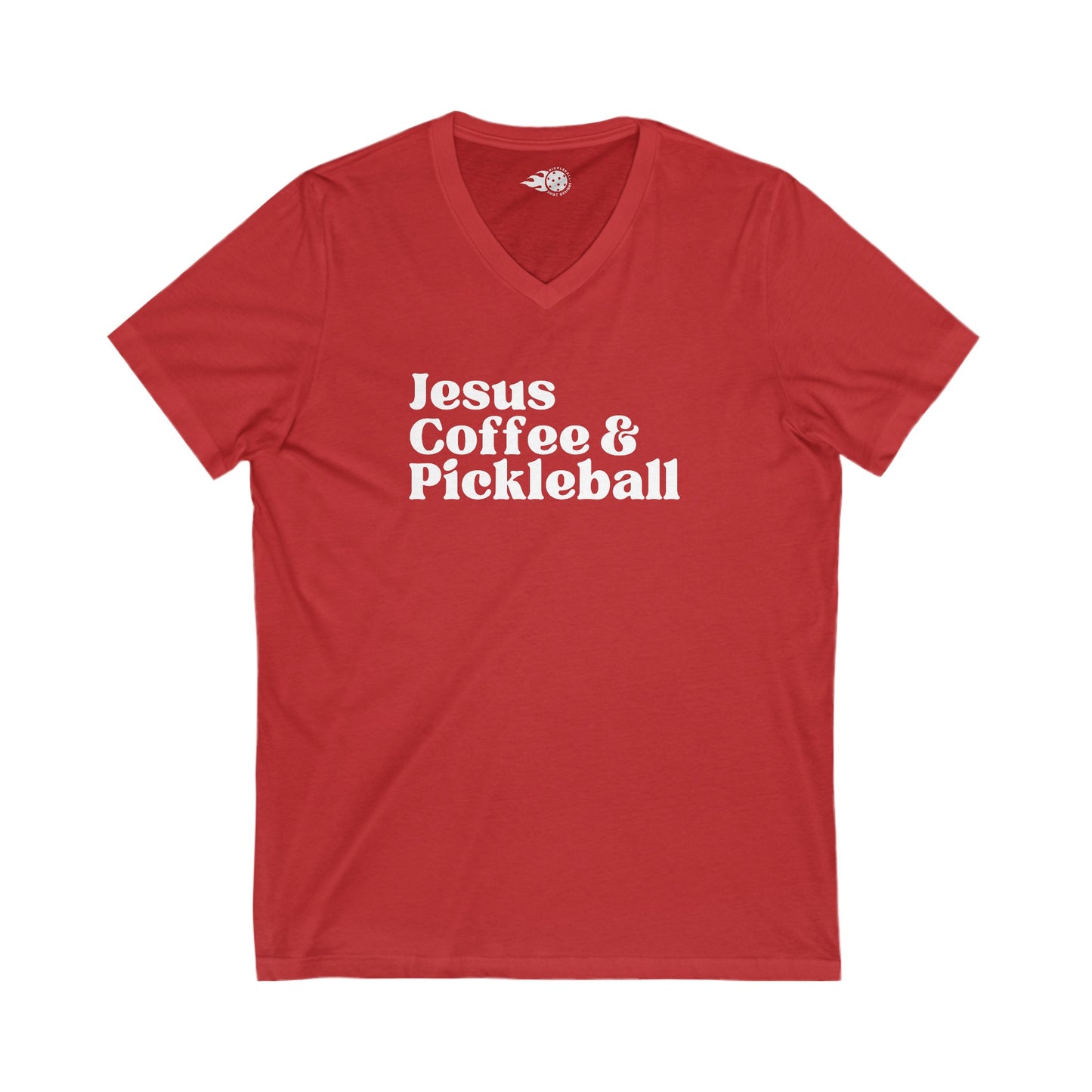 Jesus, Coffee, & Pickleball V-Neck Shirt