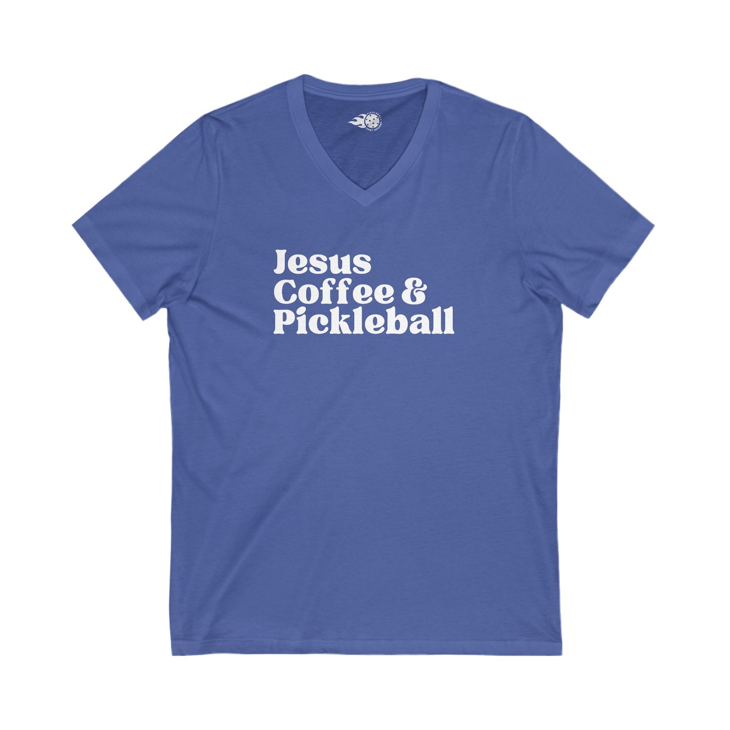 Jesus, Coffee, & Pickleball V-Neck Shirt