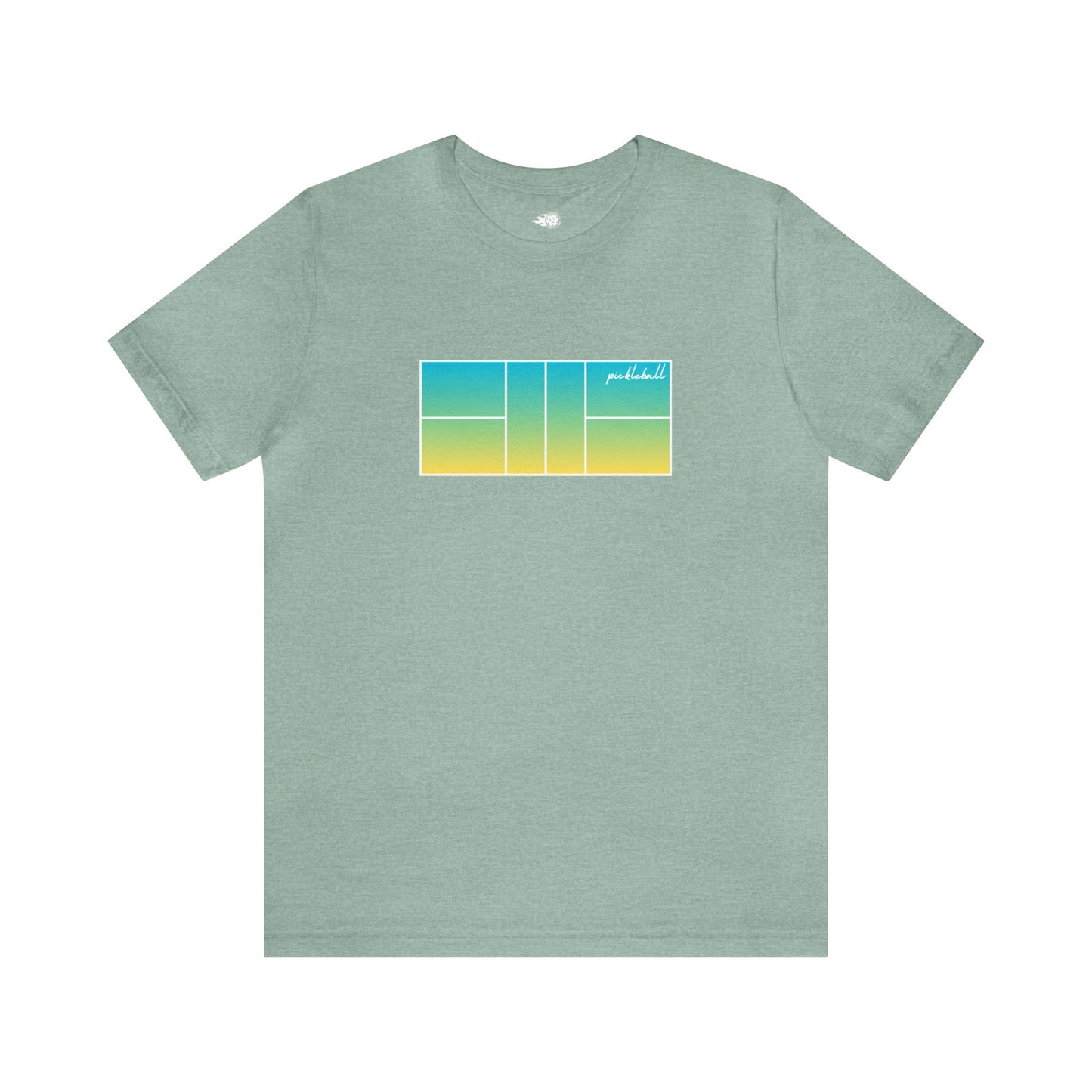 Pickleball Court - Teal/Yellow Sunrise Tee